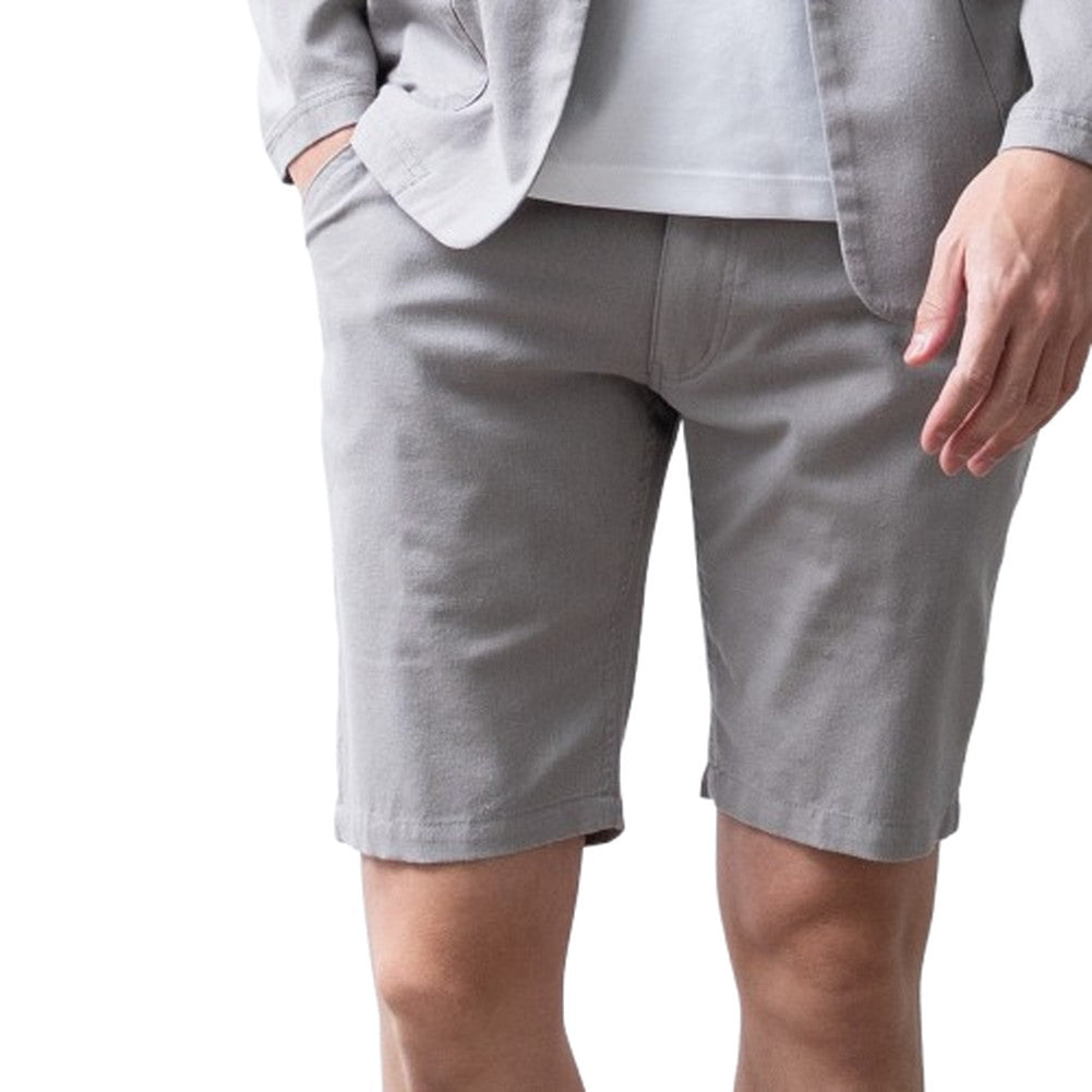 ジェネレス GENELESS ショートパンツ メンズ ストレッチ 麻 ハーフパンツ 膝上 涼しい ショーツ ハーパン 短パン 無地 全8色 膝丈 ストレートパンツ ギフト アメカジ リネンパンツ グレー ブラック （グレー） グレー