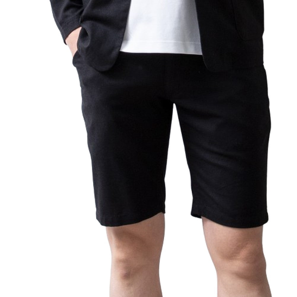 ジェネレス GENELESS ショートパンツ メンズ ストレッチ 麻 ハーフパンツ 膝上 涼しい ショーツ ハーパン 短パン 無地 全8色 膝丈 ストレートパンツ ギフト アメカジ リネンパンツ グレー ブラック （ブラック） ブラック