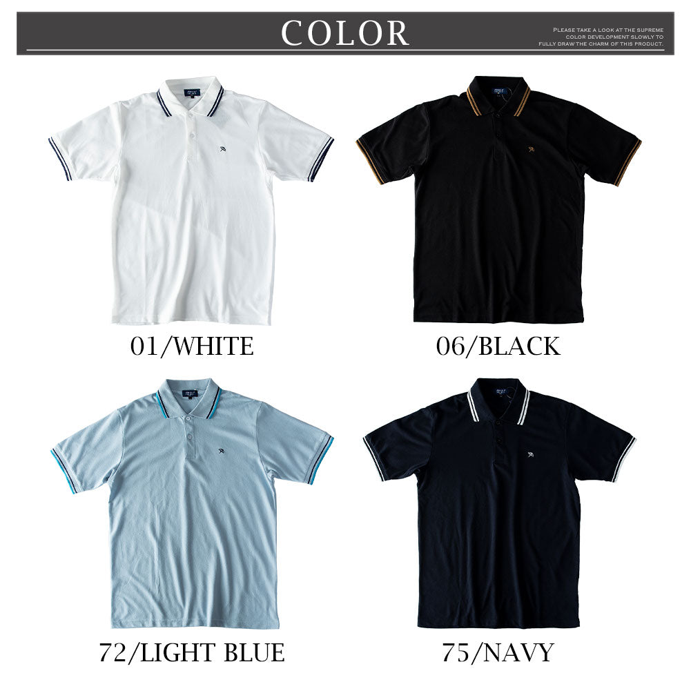 ジェネレス GENELESS ポロシャツ メンズ 半袖 アーノルドパーマー 衿ライン 夏 鹿の子 涼しい ポロ シャツ カジュアル ライトブルー カットソー 綿 グレー ネイビー プレゼント シンプル （75.ネイビー） 75.ネイビー