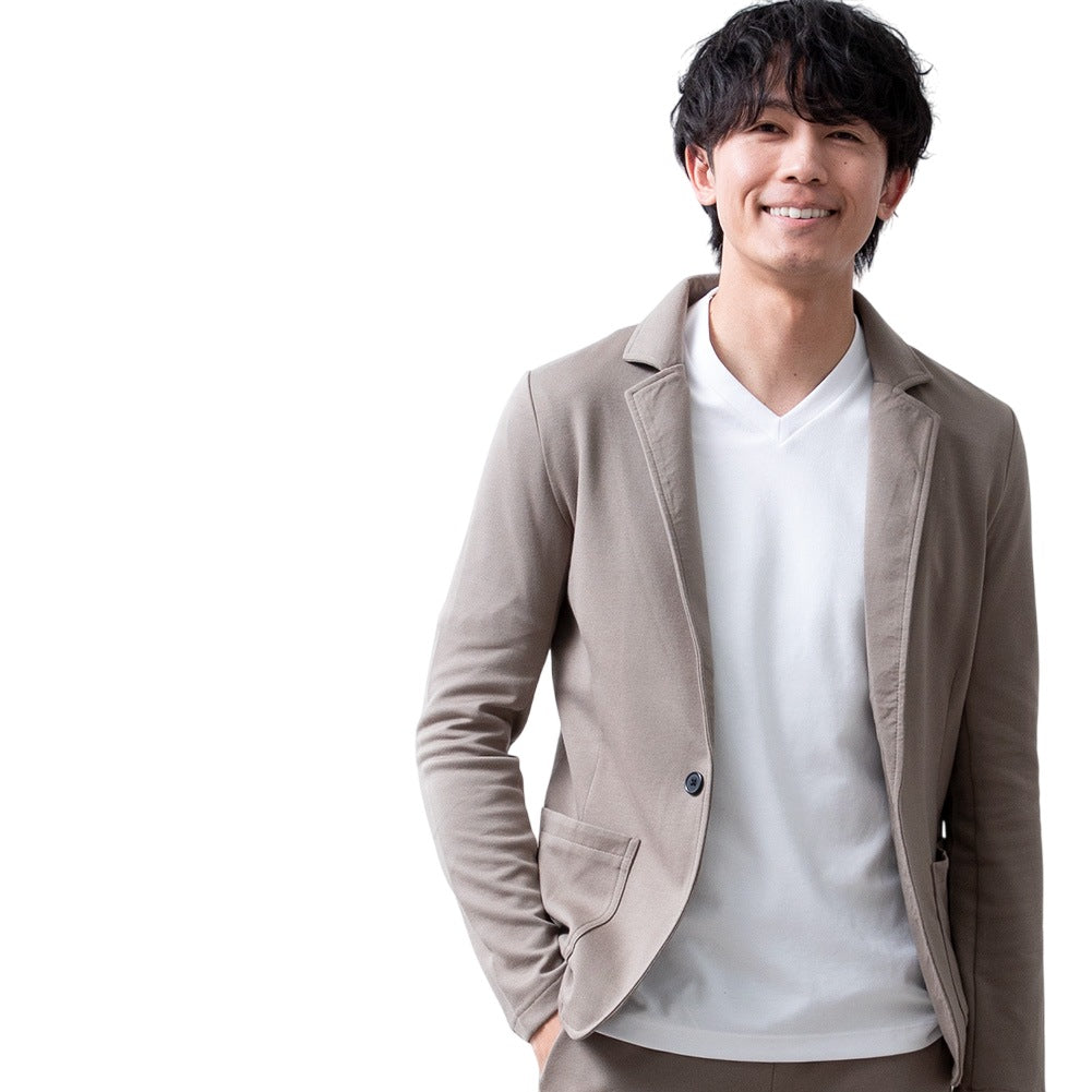 ジェネレス GENELESS テーラードジャケット メンズ 長袖 アウター 春秋 スエット テーラード ジャケット ブレザー ライトアウター ストレッチ スウェット ポンチジャケット 全4色 JP178013 （グレージュ） グレージュ