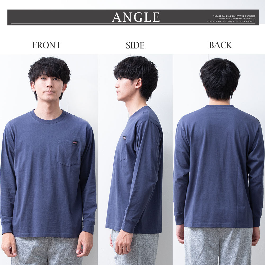 ジェネレス GENELESS tシャツ メンズ 長袖 綿100 GENUINE Dickies 長袖tシャツ クルーネック ディッキーズ 春 トップス コットン インナー 全5色 Tシャツ 長袖Tシャツ （09.ホワイト） 09.ホワイト