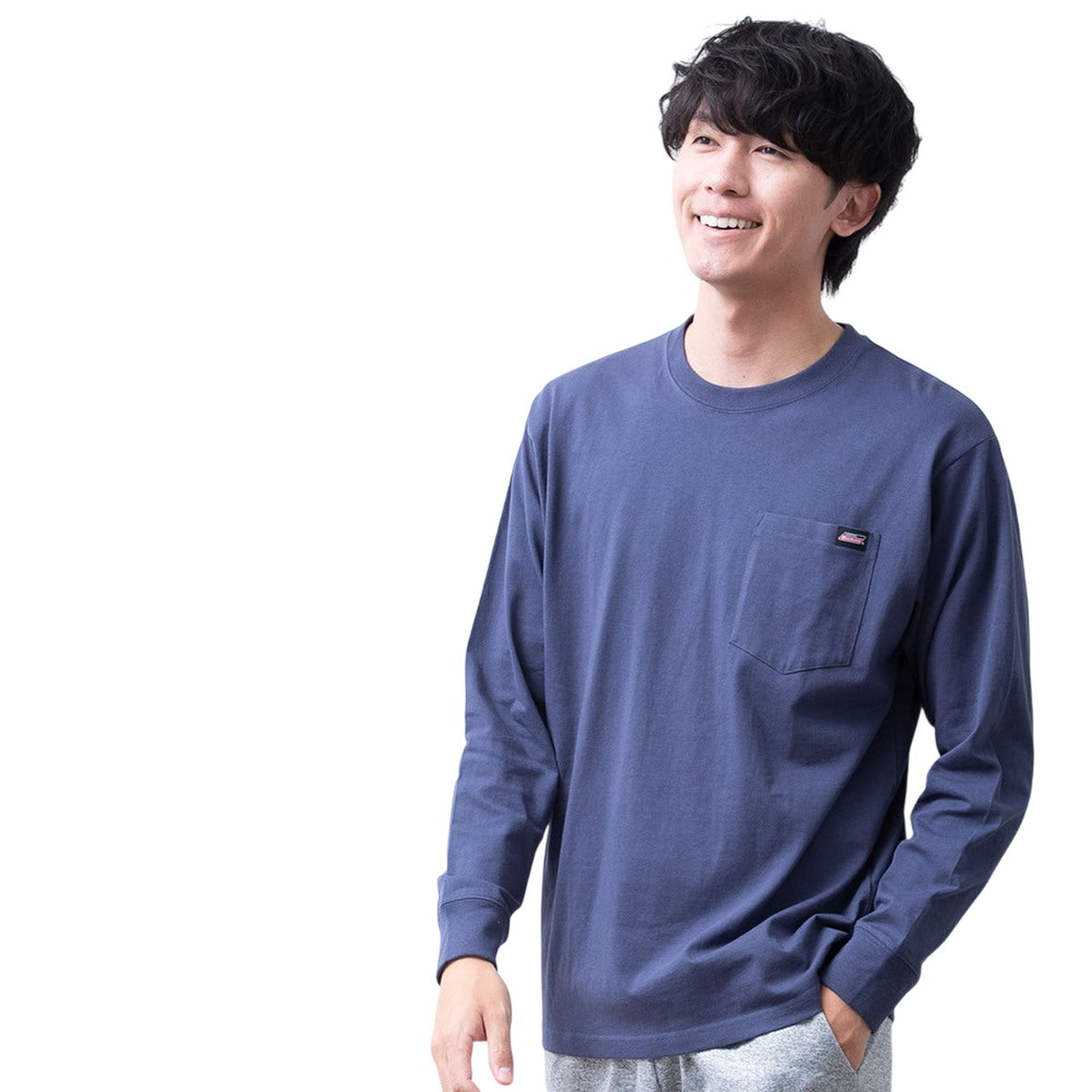 ジェネレス GENELESS tシャツ メンズ 長袖 綿100 GENUINE Dickies 長袖tシャツ クルーネック ディッキーズ 春 トップス コットン インナー 全5色 Tシャツ 長袖Tシャツ （65.Dブルー） 65.Dブルー