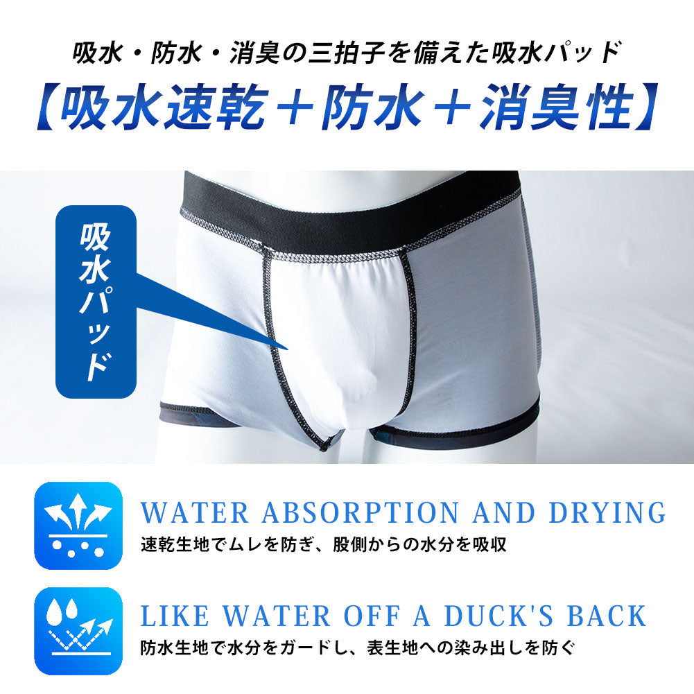 ジェネレス GENELESS ボクサーパンツ メンズ 下着 吸水速乾 消臭 吸水パット付き ストレッチ ボクサー パンツ インナー メンズインナー ブリーフ 総柄 無地 全3色 防水パット アンダーウェア 【返品不可商品】 （ボタニカル） ボタニカル