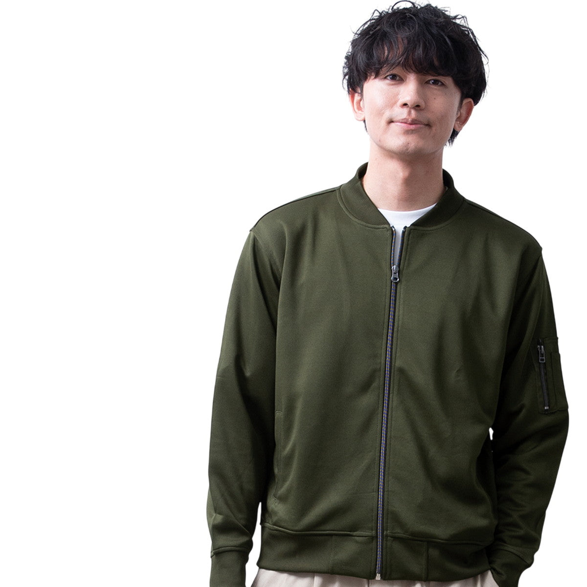ジェネレス GENELESS MA メンズ ストレッチ ジャージ ジャケット ミリタリージャケット スリム スポーツウェア フライトジャケット カジュアル アメカジ ma1 エムエーワン 全5色 JP458000 （カーキ） カーキ