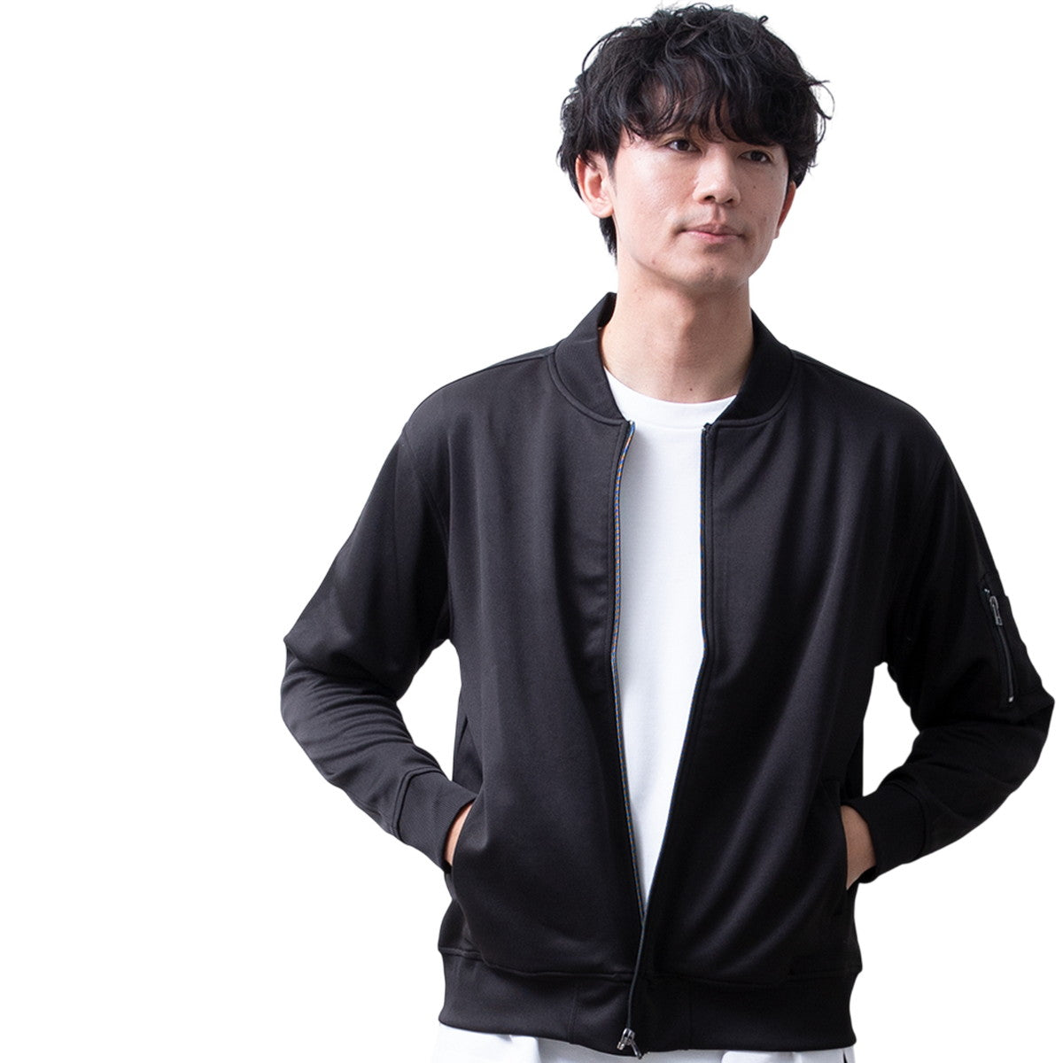 ジェネレス GENELESS MA メンズ ストレッチ ジャージ ジャケット ミリタリージャケット スリム スポーツウェア フライトジャケット カジュアル アメカジ ma1 エムエーワン 全5色 JP458000 （ブラック） ブラック
