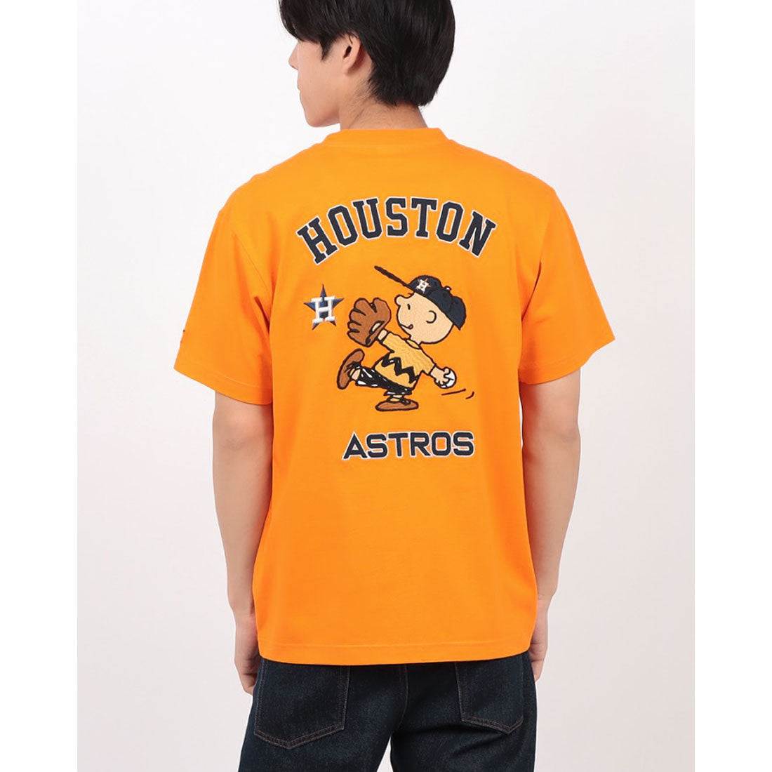 ヒューストン HOUSTON MLB×PEANUTS 刺繍Tシャツ（チャーリーブラウン） （OR） OR