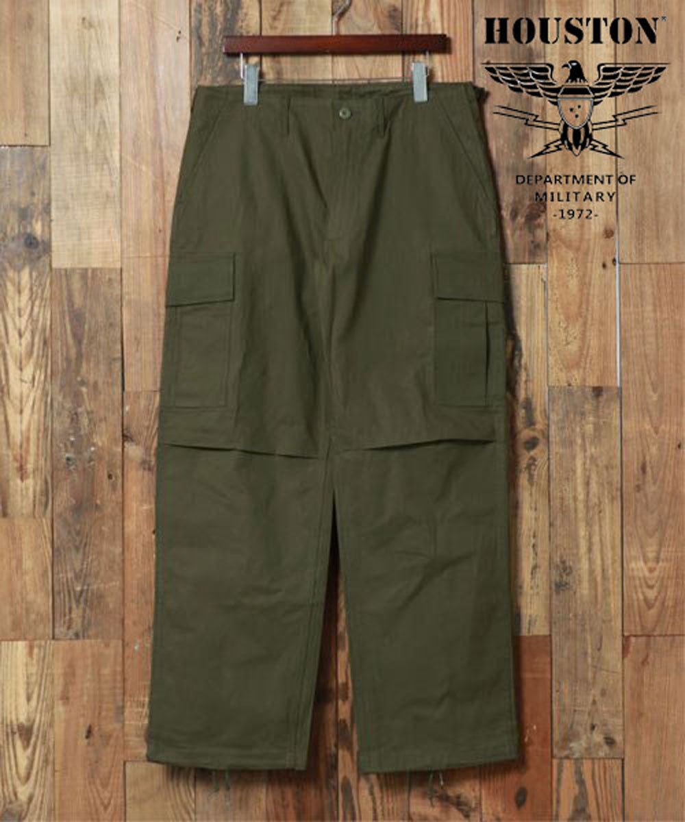 ヒューストン HOUSTON リップストップ BDU カーゴ ＃1883/カーゴパンツ メンズ カジュアル ボトムス アメカジ ゆったり ワイド ミリタリー （オリーブ） オリーブ