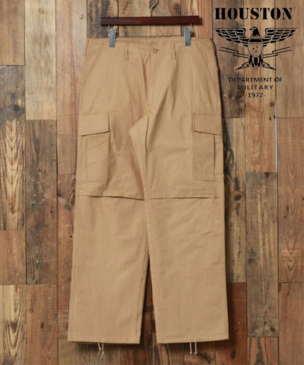 ヒューストン HOUSTON リップストップ BDU カーゴ ＃1883/カーゴパンツ メンズ カジュアル ボトムス アメカジ ゆったり ワイド ミリタリー （オリーブ） オリーブ