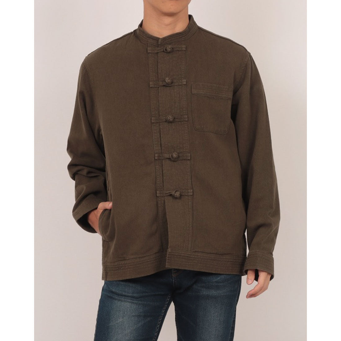 ヒューストン HOUSTON コットンリネンチャイナジャケット （OD） OD