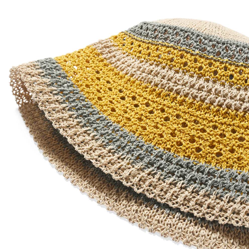 ホームゲーム HOMEGAME HOMEGAME - MULTI STRIPED KNIT HAT【HG241413】 （ベージュ/イエロー） ベージュ/イエロー
