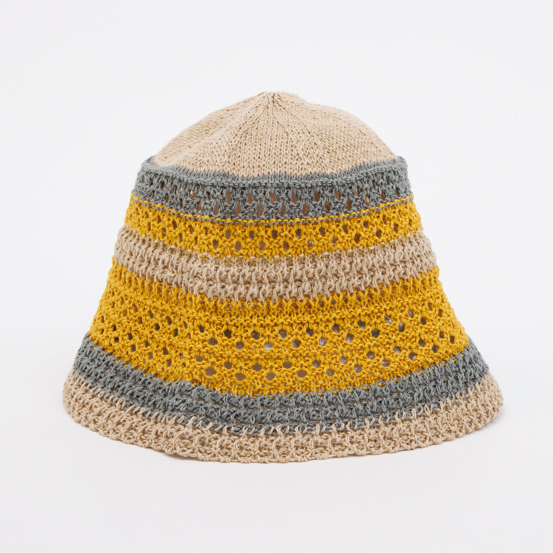 ホームゲーム HOMEGAME HOMEGAME - MULTI STRIPED KNIT HAT【HG241413】 （ベージュ/イエロー） ベージュ/イエロー
