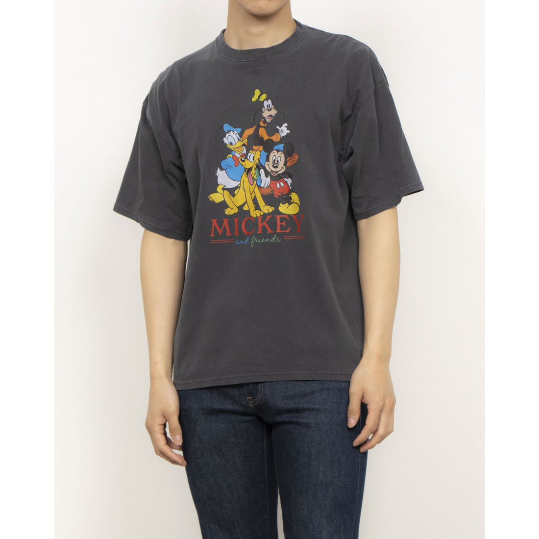 ホームゲーム HOMEGAME MICKEY and friends - VINTAGE TEE SUMI BLACK 【DMK-ST65】 （ブラック） ブラック