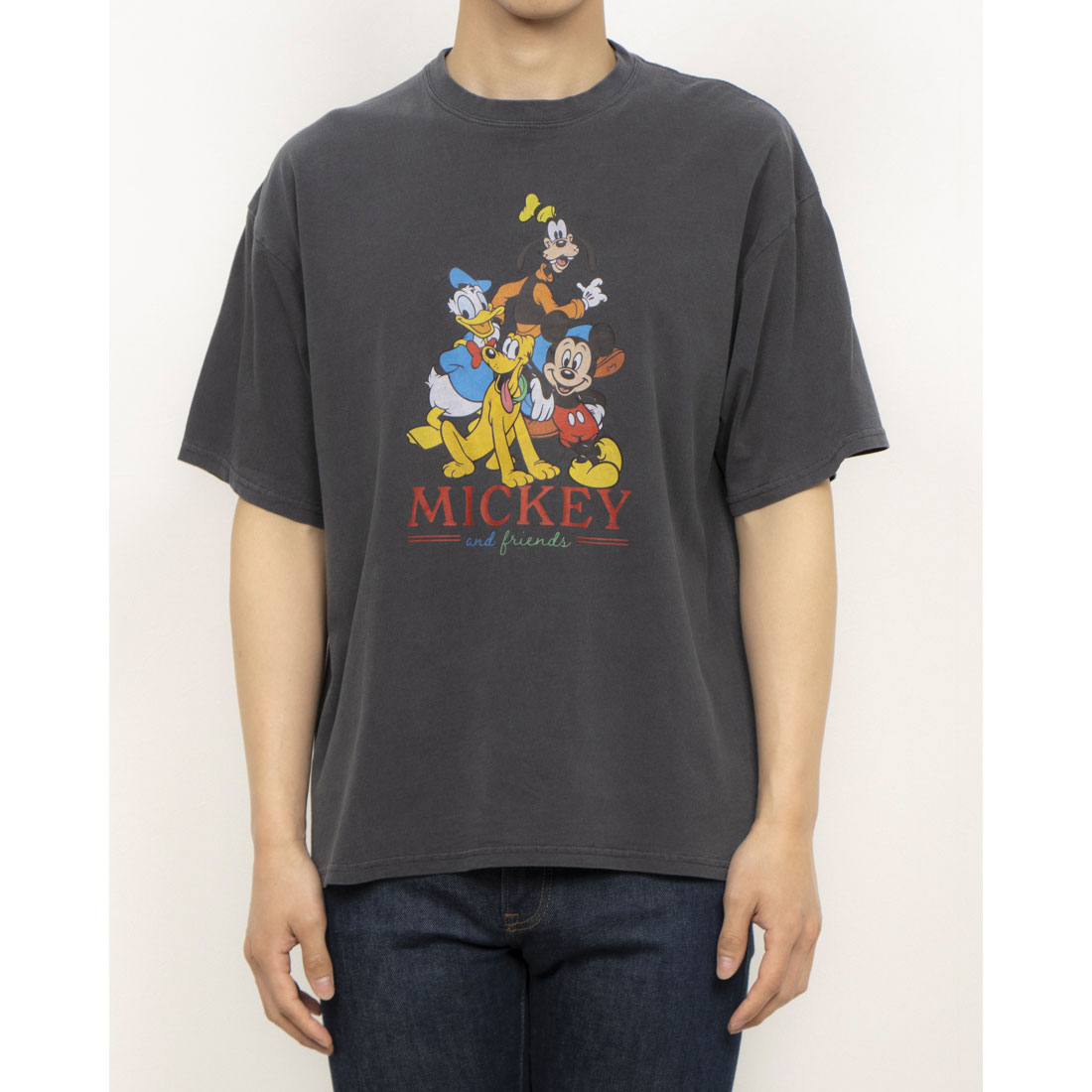 ホームゲーム HOMEGAME MICKEY and friends - VINTAGE TEE SUMI BLACK 【DMK-ST65】 （ブラック） ブラック