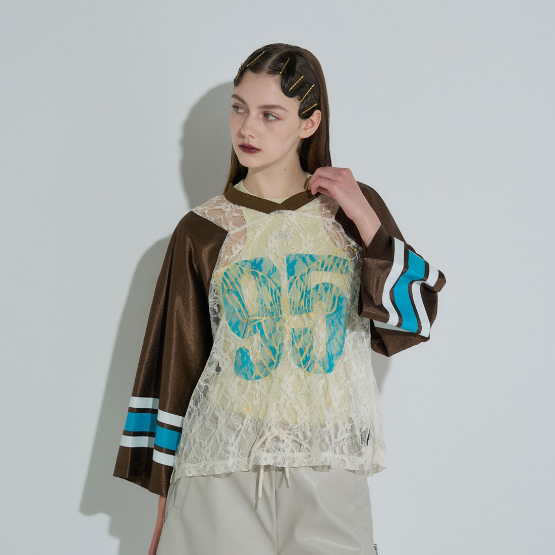 アナスイエヌワイシー ANNA SUI NYC バタフライプリントゲームシャツ（BUTTERFLY PRINT GAME SHIRT） （BROWN） BROWN