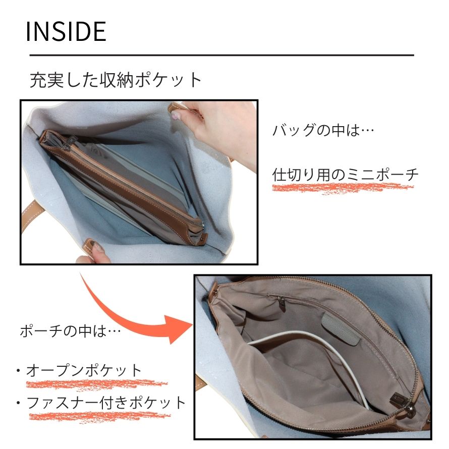 エイチエス HS 【本革】スカーフ付きトートバッグ （アイボリー） アイボリー