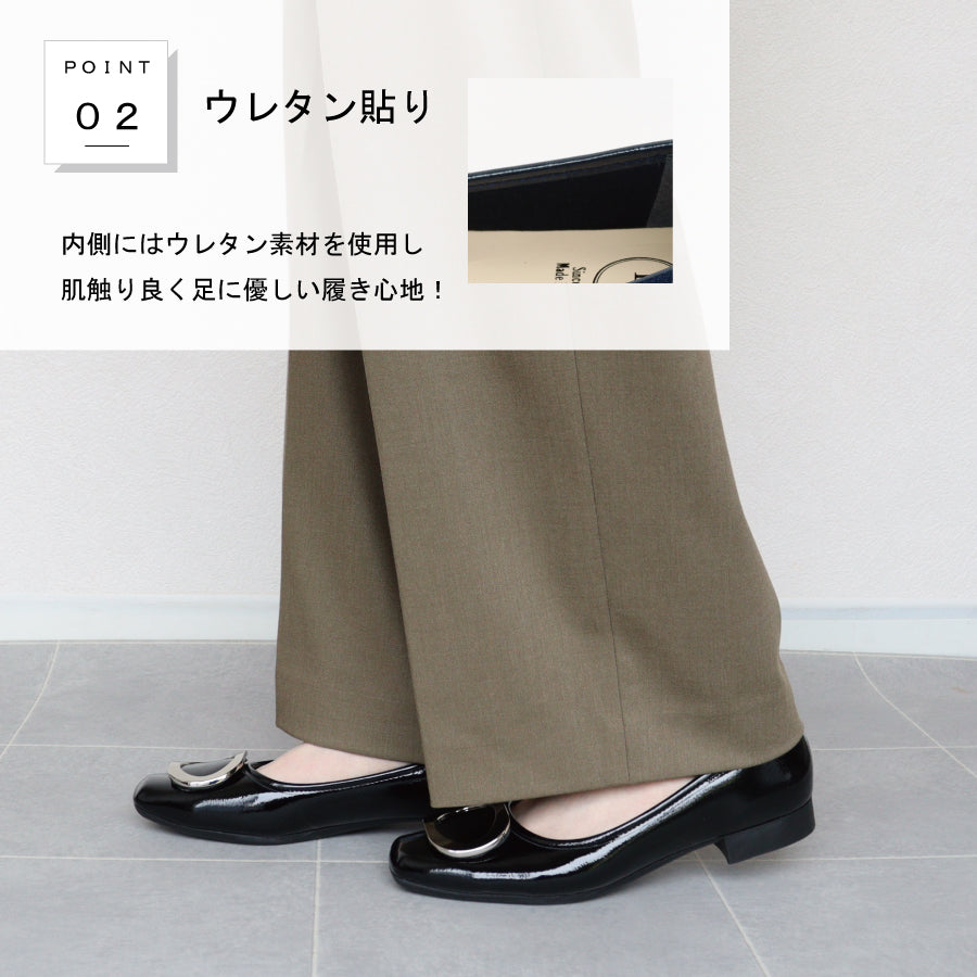 エイチエス HS 【日本製】 HS 大きめ バックル エナメル パンプス （ネイビー） ネイビー