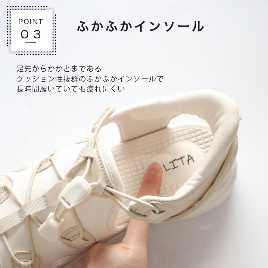 エイチエス HS 【スルッと履ける】レディースサンダル （ブラック） ブラック
