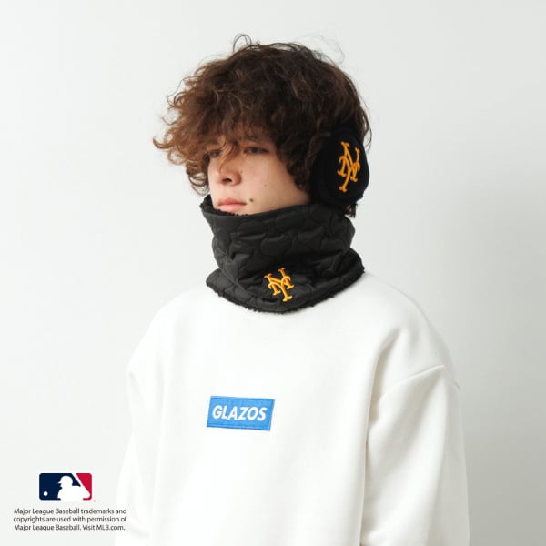 グラソス GLAZOS 【大人向けサイズあり】【MLB】チームロゴキルティングネックウォーマー （クロ） クロ