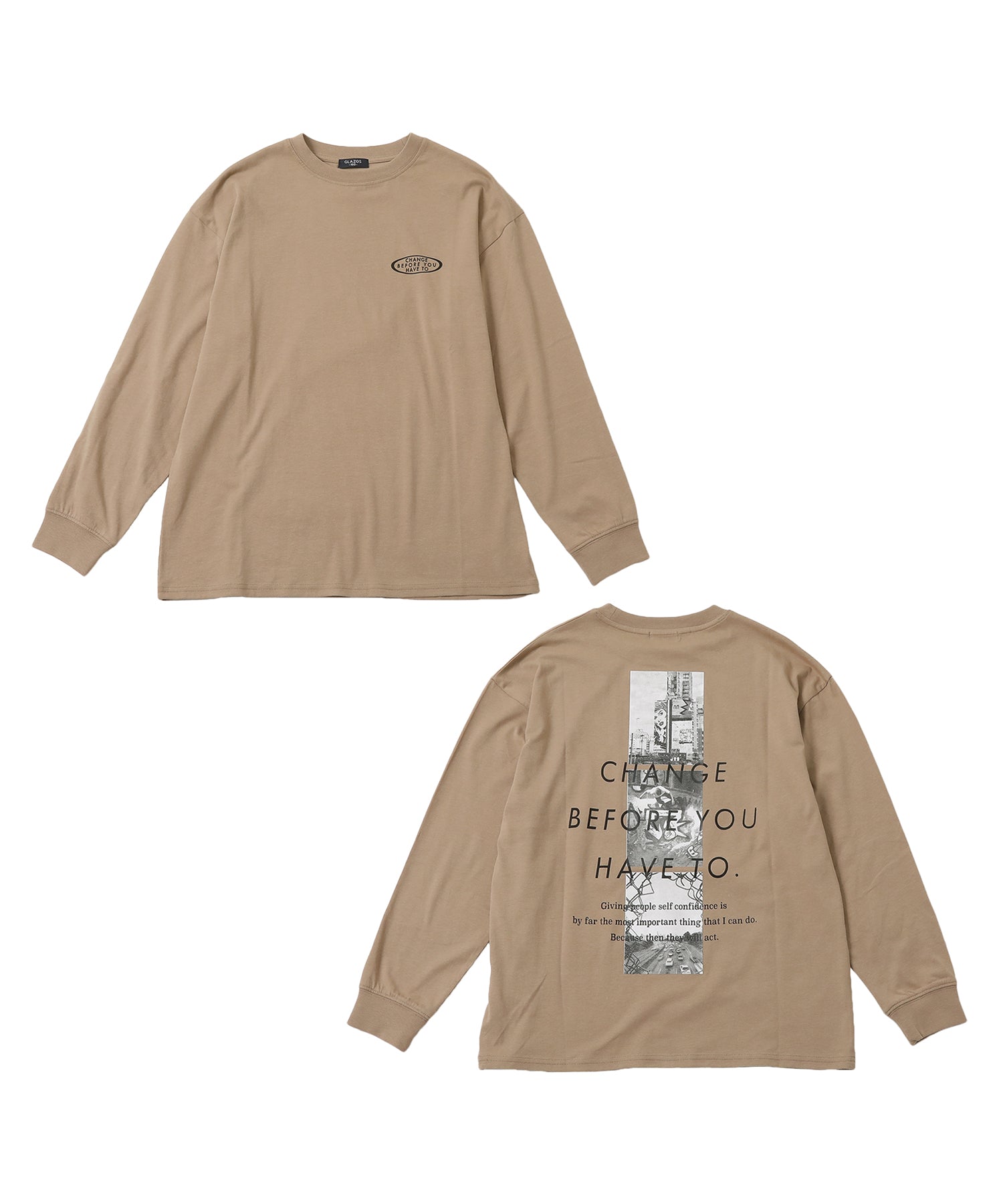 グラソス GLAZOS スリースクエアバックフォト長袖Tシャツ
