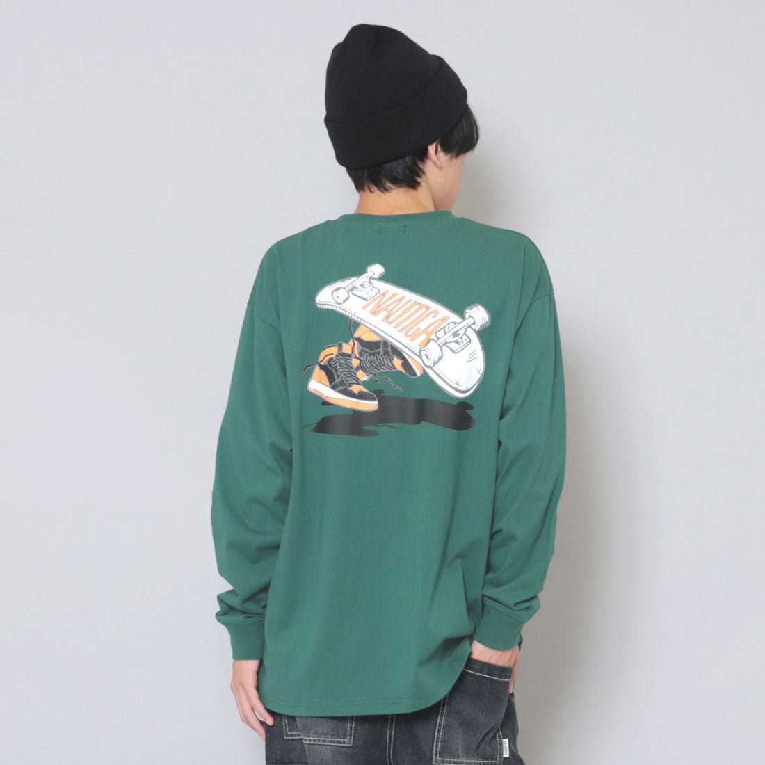 グラソス GLAZOS 【NAUTICA】バックスケーターロゴ長袖Tシャツ