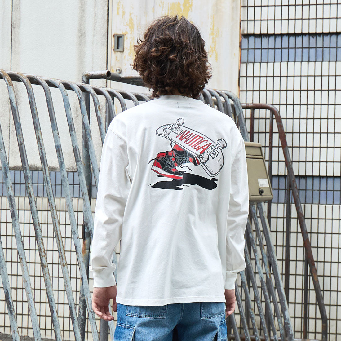 グラソス GLAZOS 【NAUTICA】バックスケーターロゴ長袖Tシャツ