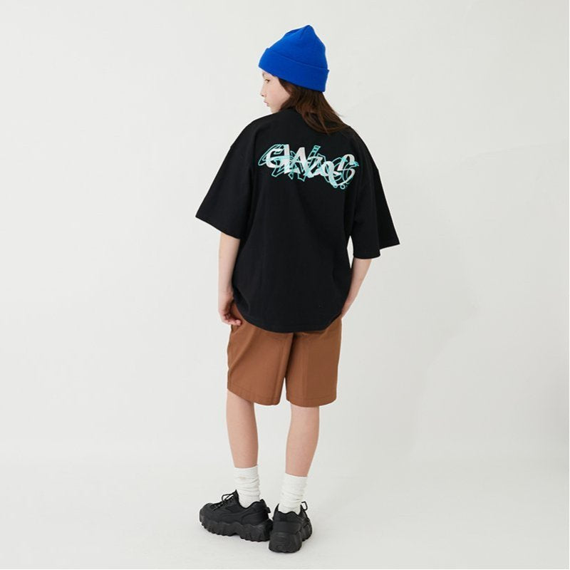 グラソス GLAZOS 【大人向けサイズあり】【ヘビーウェイト天竺】グラフィティロゴプリントTシャツ （紺） 紺