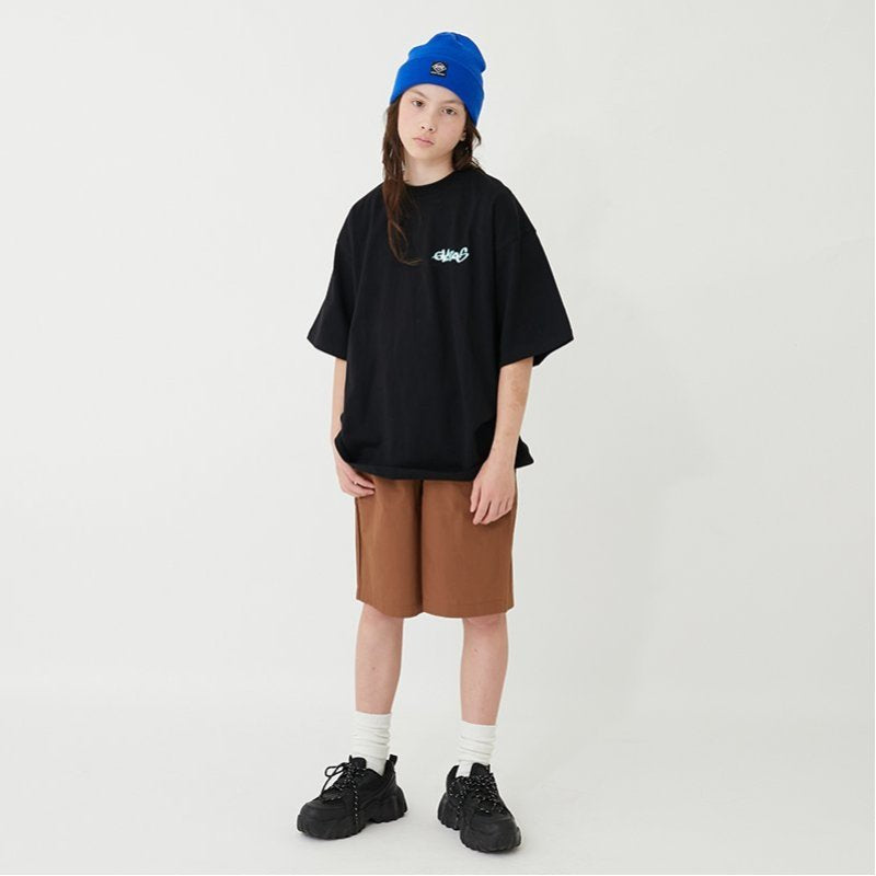 グラソス GLAZOS 【大人向けサイズあり】【ヘビーウェイト天竺】グラフィティロゴプリントTシャツ （紺） 紺