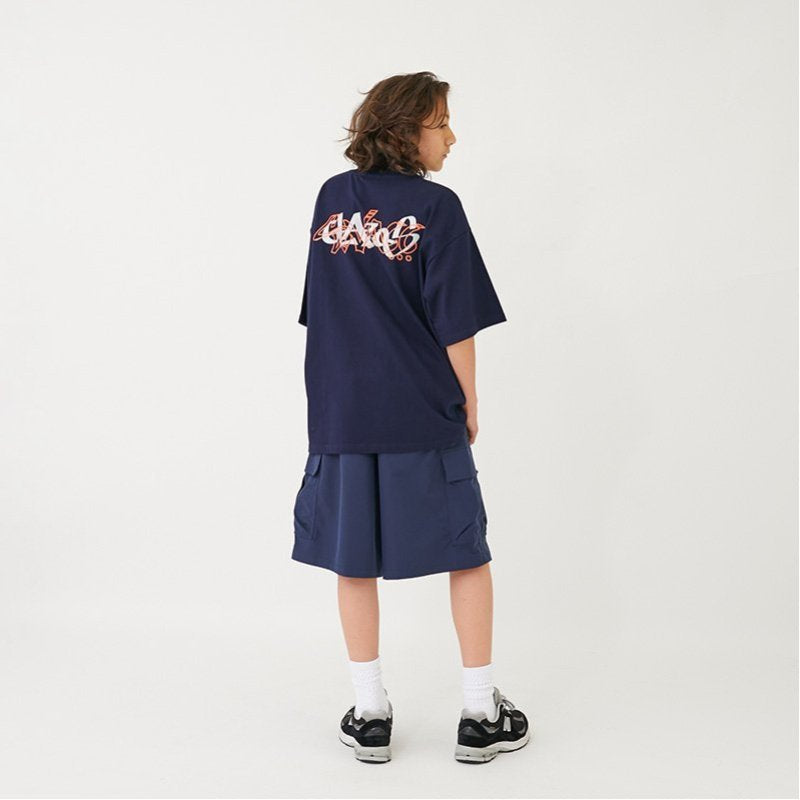 グラソス GLAZOS 【大人向けサイズあり】【ヘビーウェイト天竺】グラフィティロゴプリントTシャツ （紺） 紺