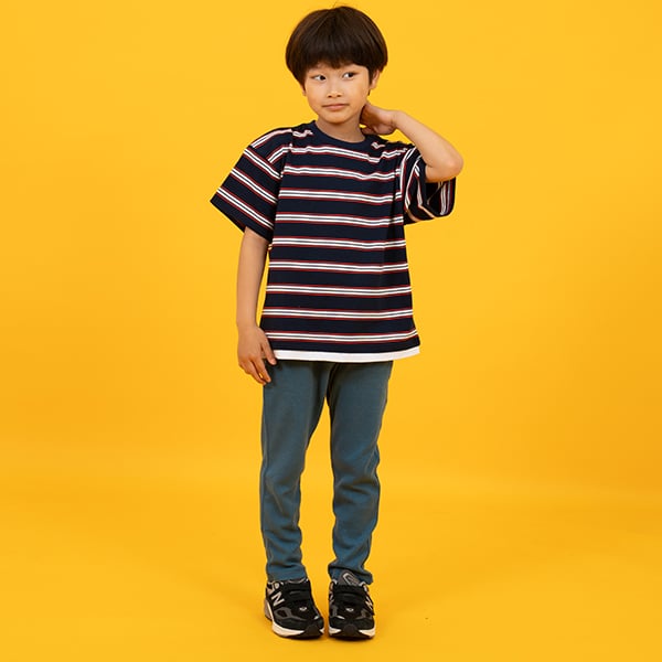 グラソス GLAZOS 【SKIT0LY】ボーダー・ポイント刺繍レイヤード半袖Tシャツ （ブルー） ブルー