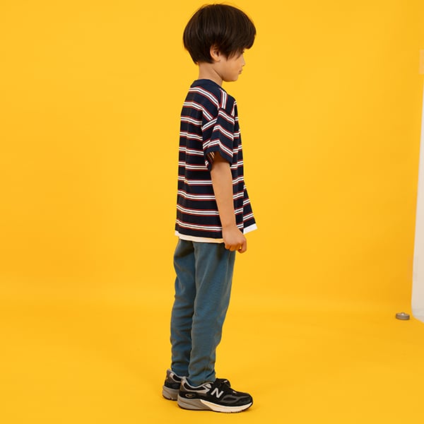 グラソス GLAZOS 【SKIT0LY】ボーダー・ポイント刺繍レイヤード半袖Tシャツ （ブルー） ブルー