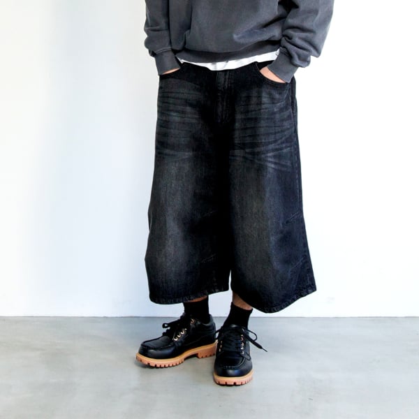 グラソス GLAZOS 【大人向けサイズあり】【GLSW.】デニム・ワイドバギーショーツ （クロ） クロ