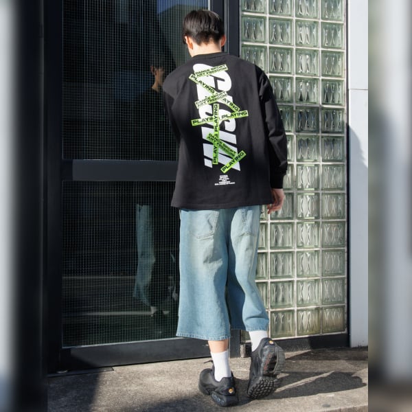 グラソス GLAZOS 【大人向けサイズあり】【GLSW.】デニム・ワイドバギーショーツ （クロ） クロ