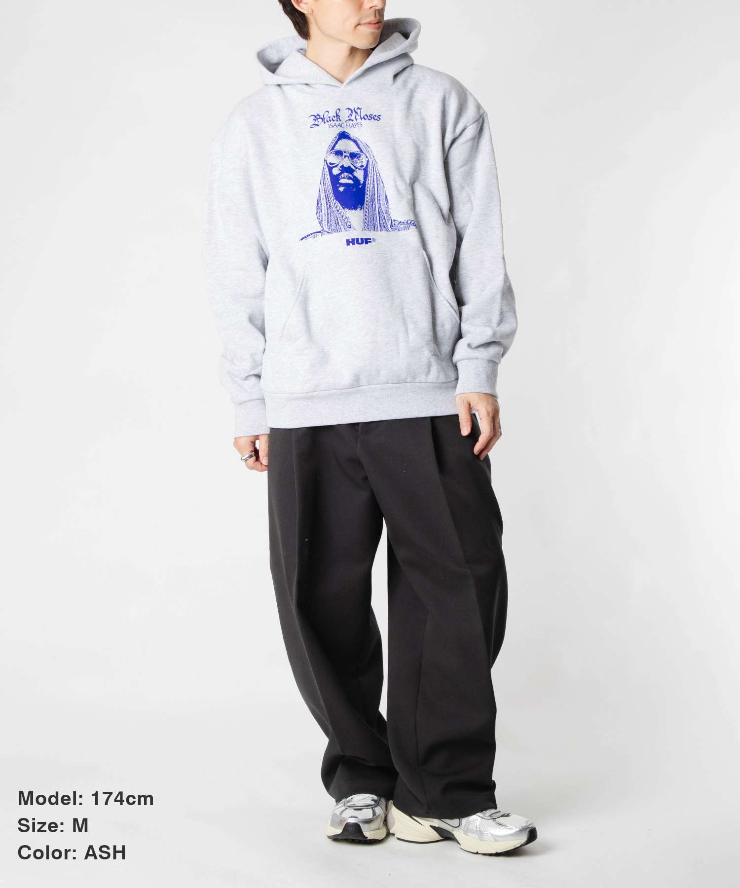 ハフ HUF ハフ HUF BLACK MOSES P/O HEAVYWEIGHT HOODIE ブラック モーセ ヘビーウェイト フーディー PF00792 パーカー ユニセックス トップス （ASH/アッシュ） ASH/アッシュ