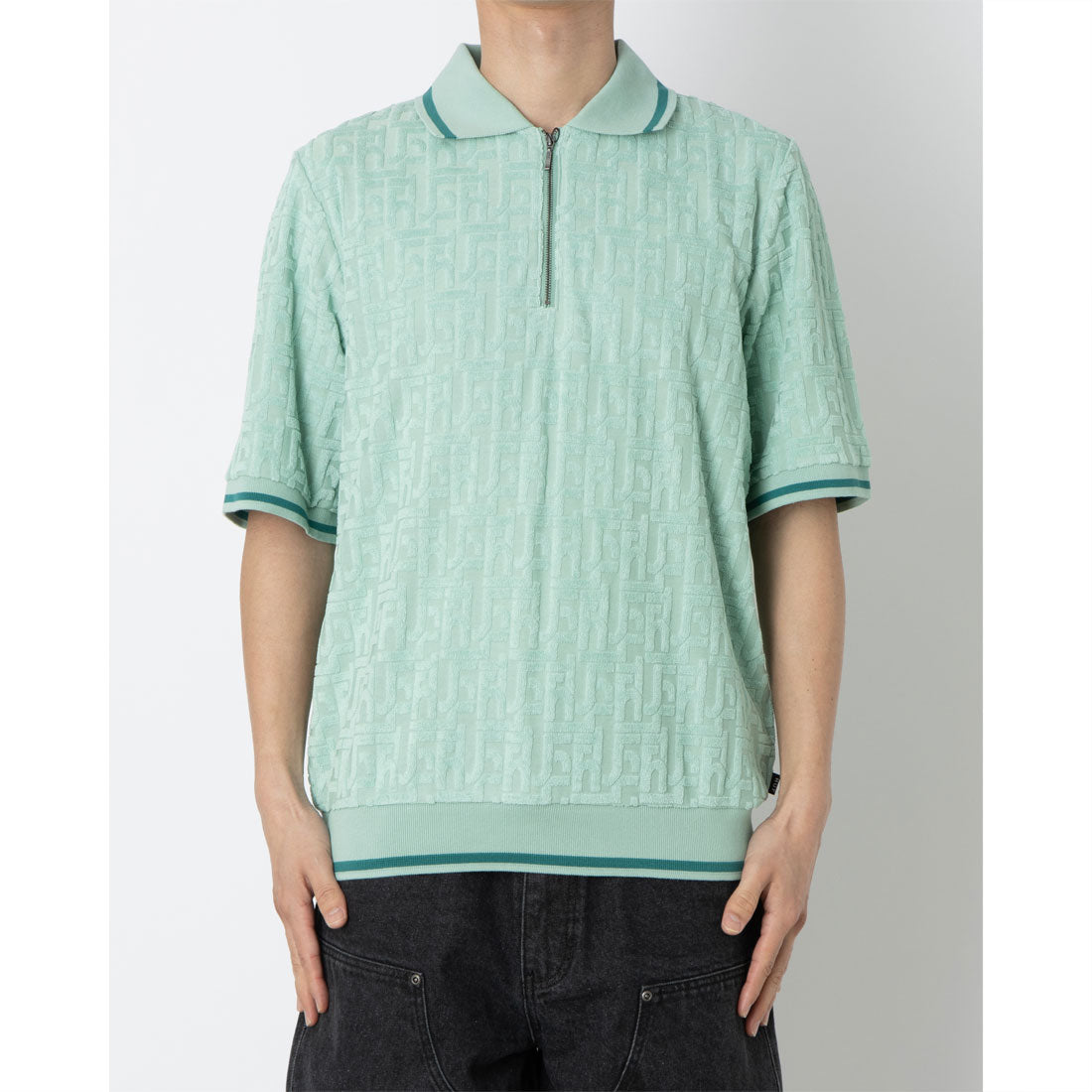 ハフ HUF TETHER JACQUARD S/S TERRY TOP ポロシャツ （ジェイド） ジェイド