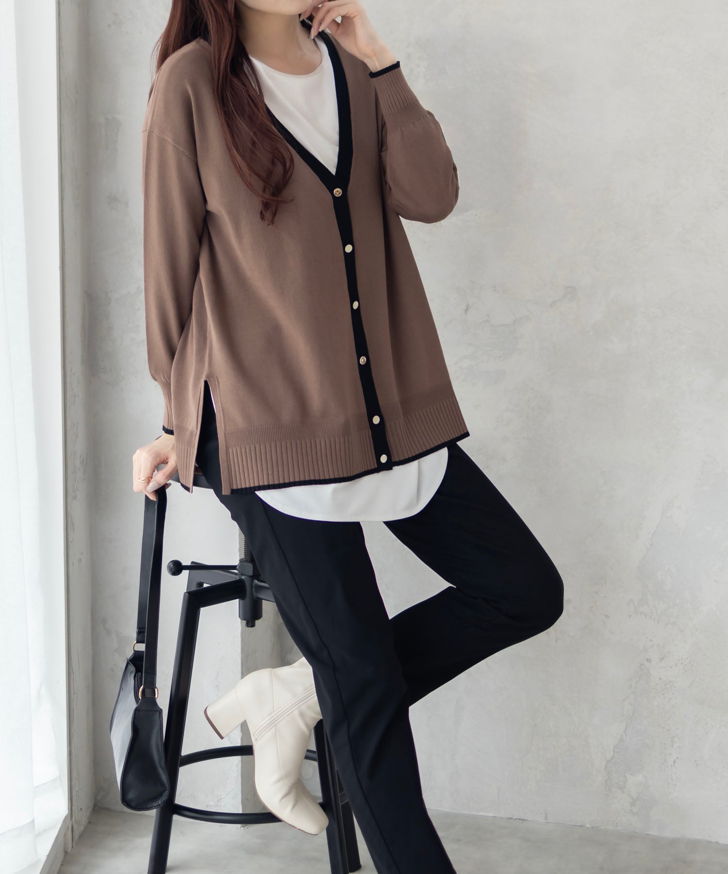 HusHusH Color Block V-Neck Cardigan