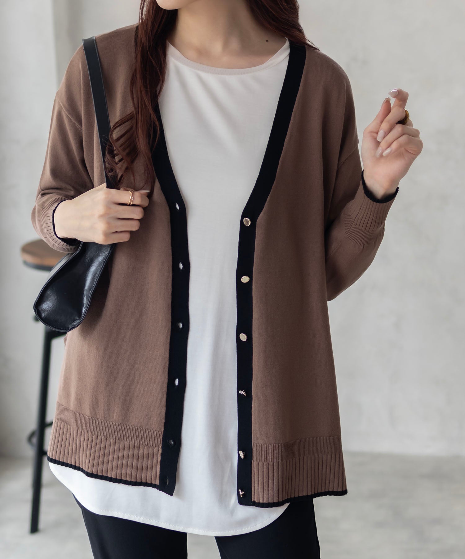 HusHusH Color Block V-Neck Cardigan