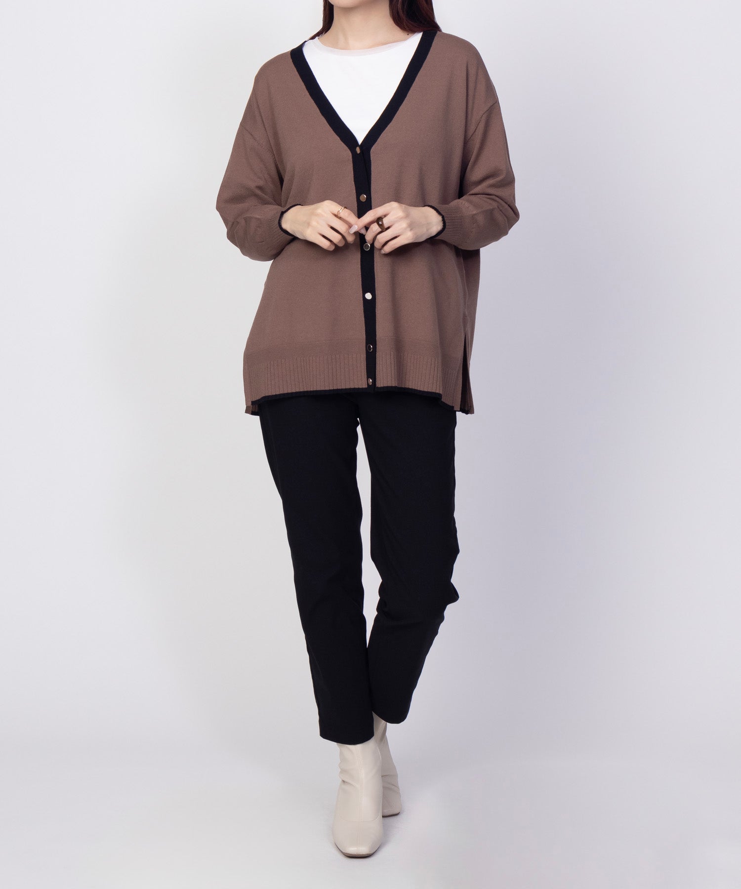 HusHusH Color Block V-Neck Cardigan