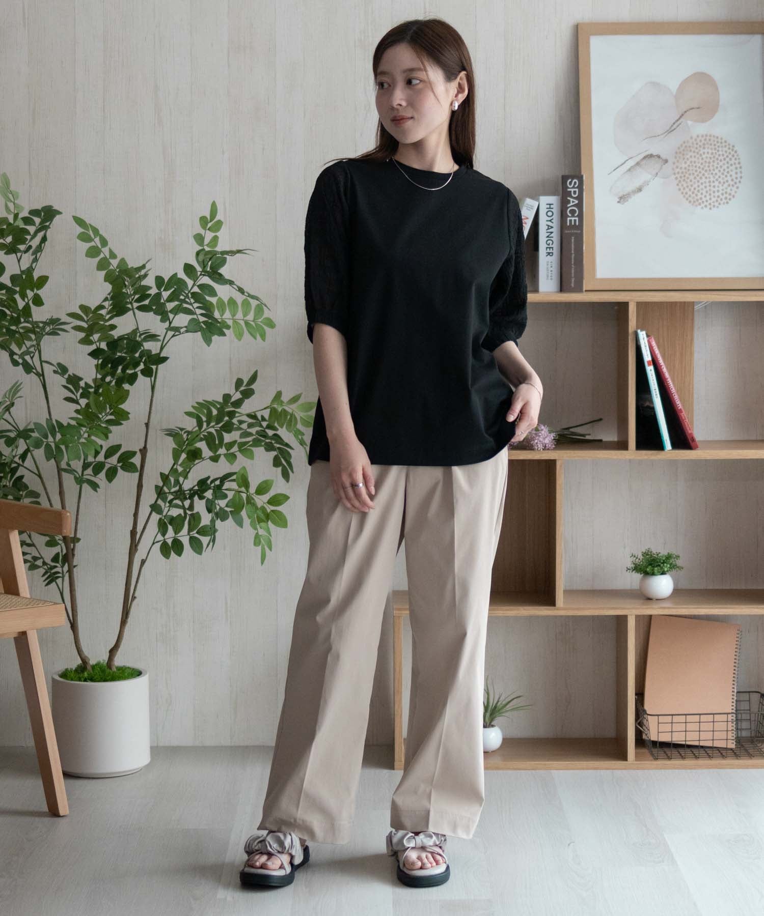 ハッシュアッシュ HusHusH 袖異素材プルオーバー （サックス） サックス