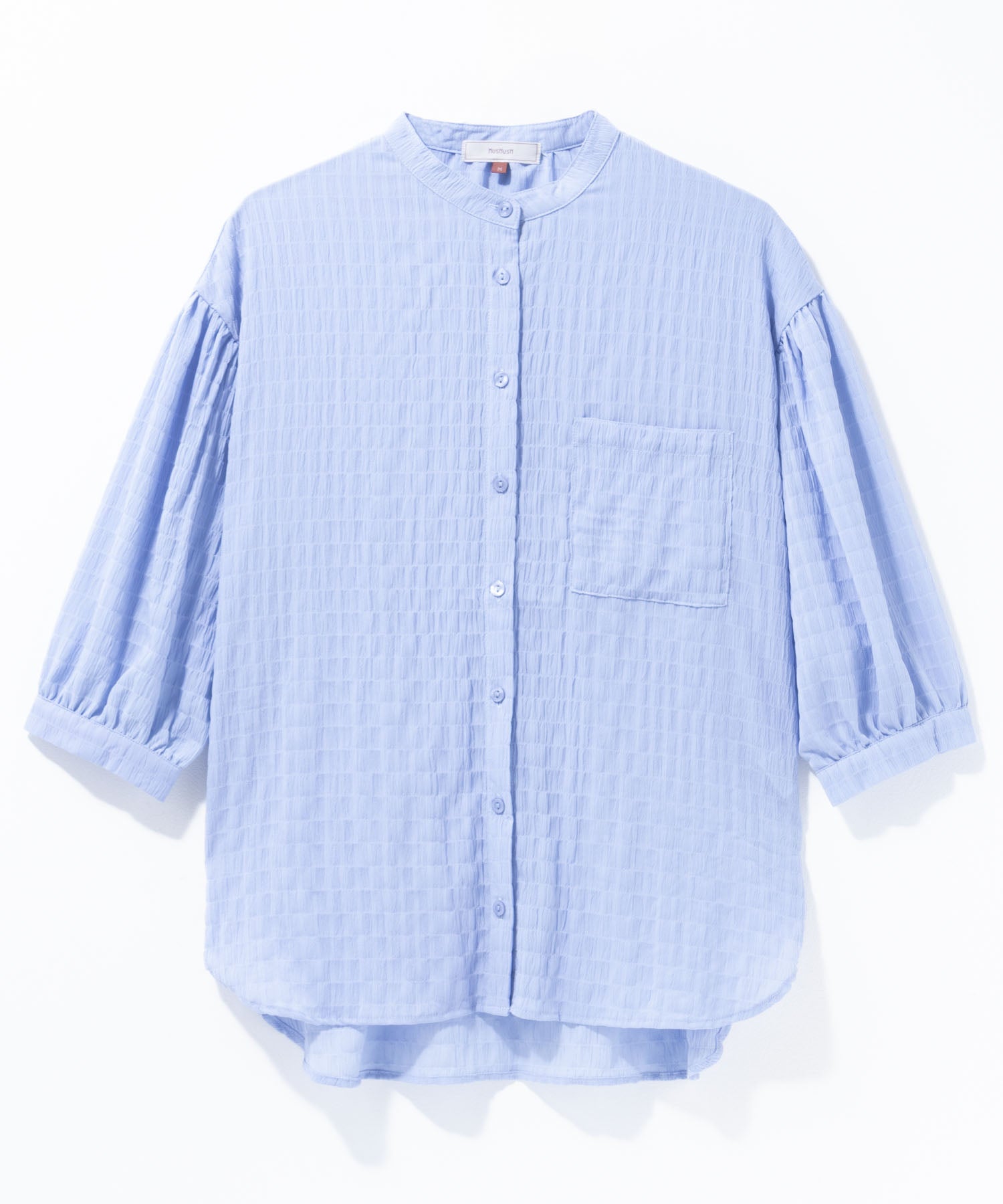 ハッシュアッシュ HusHusH バンドカラー7分袖ブラウス （サックス） サックス