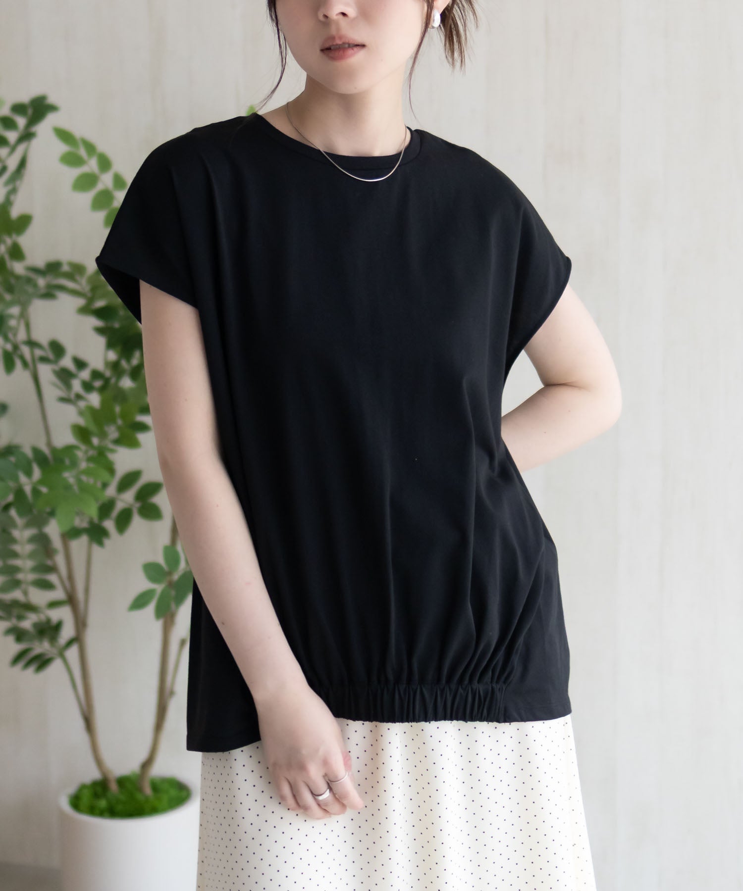 ハッシュアッシュ HusHusH 裾ゴムフレンチTシャツ （コーラル） コーラル