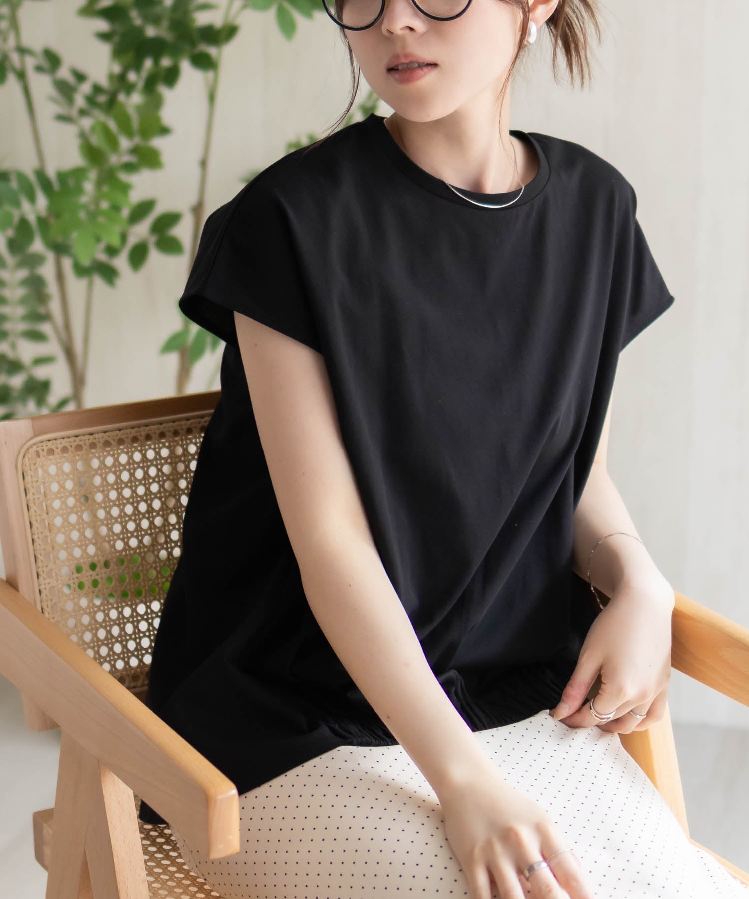 ハッシュアッシュ HusHusH 裾ゴムフレンチTシャツ （コーラル） コーラル