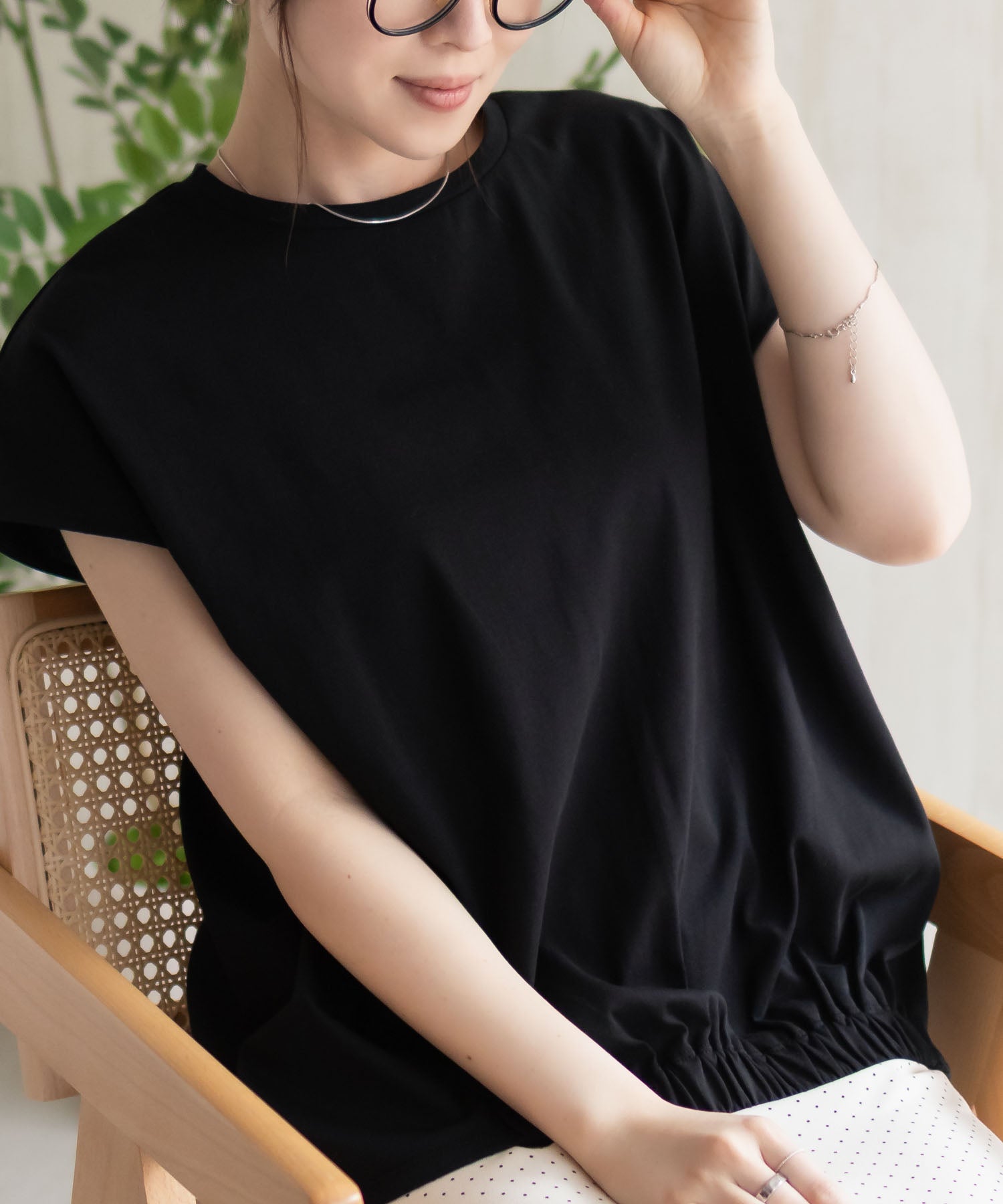 ハッシュアッシュ HusHusH 裾ゴムフレンチTシャツ （コーラル） コーラル