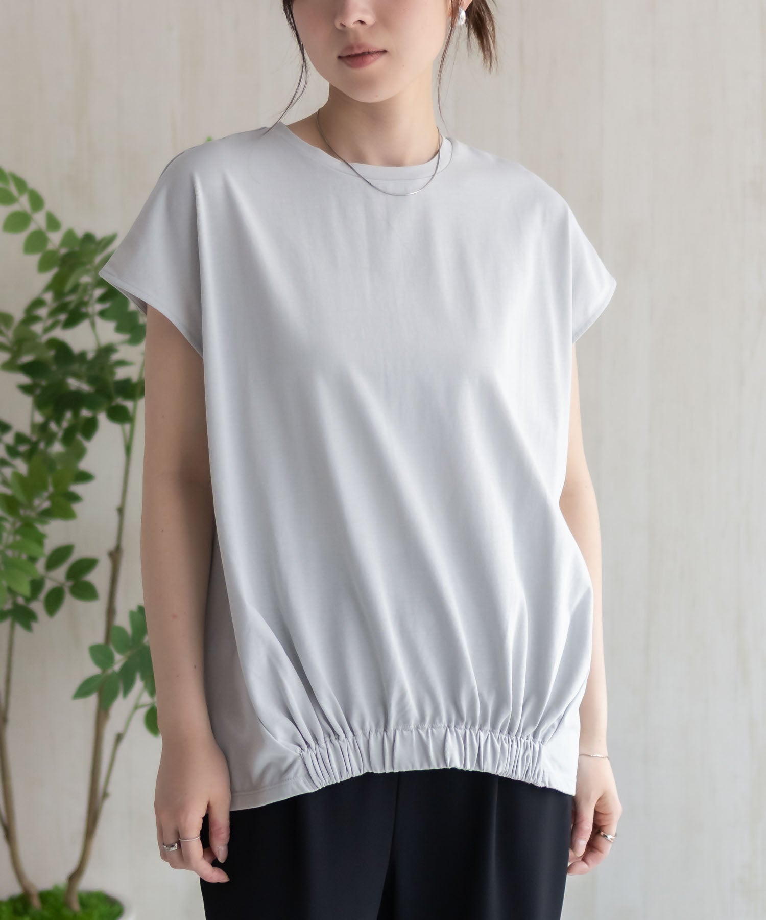 ハッシュアッシュ HusHusH 裾ゴムフレンチTシャツ （コーラル） コーラル