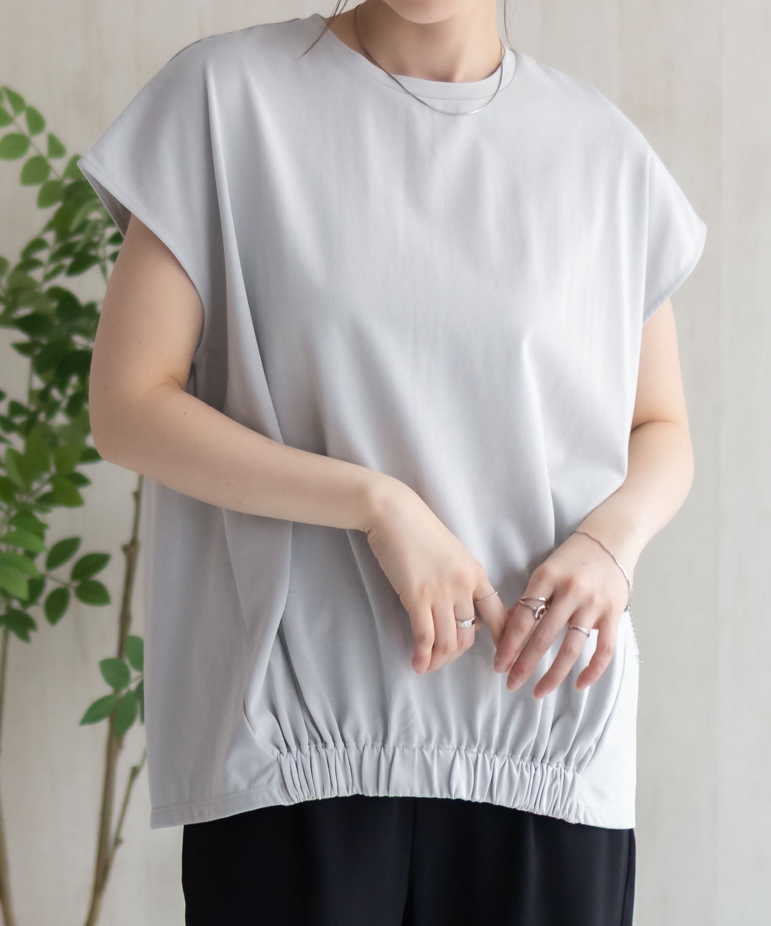 ハッシュアッシュ HusHusH 裾ゴムフレンチTシャツ （コーラル） コーラル