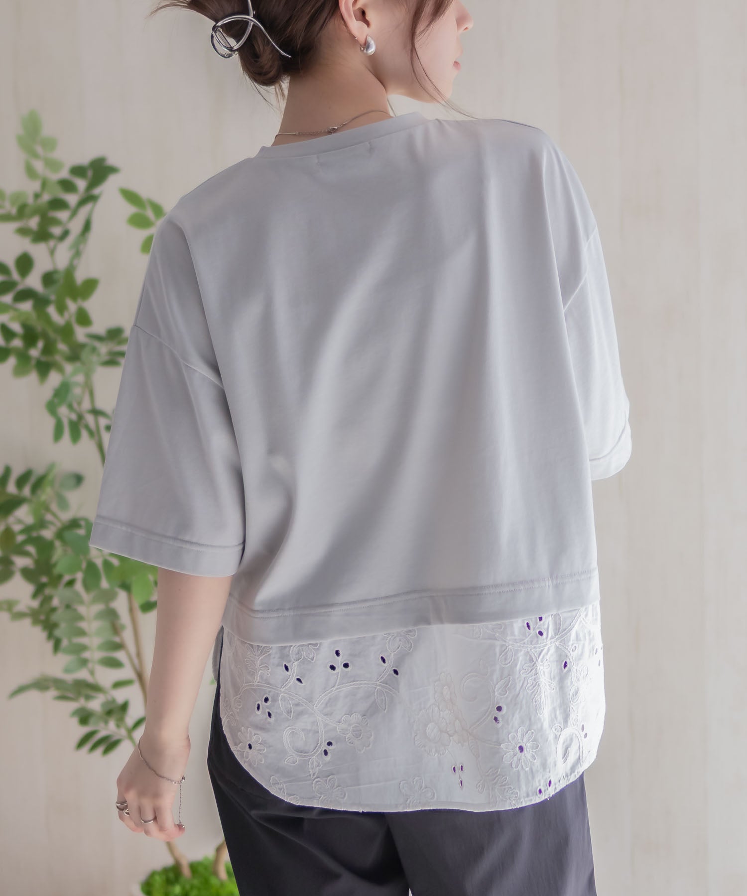 ハッシュアッシュ HusHusH 布帛切替Tシャツ （ホワイト） ホワイト