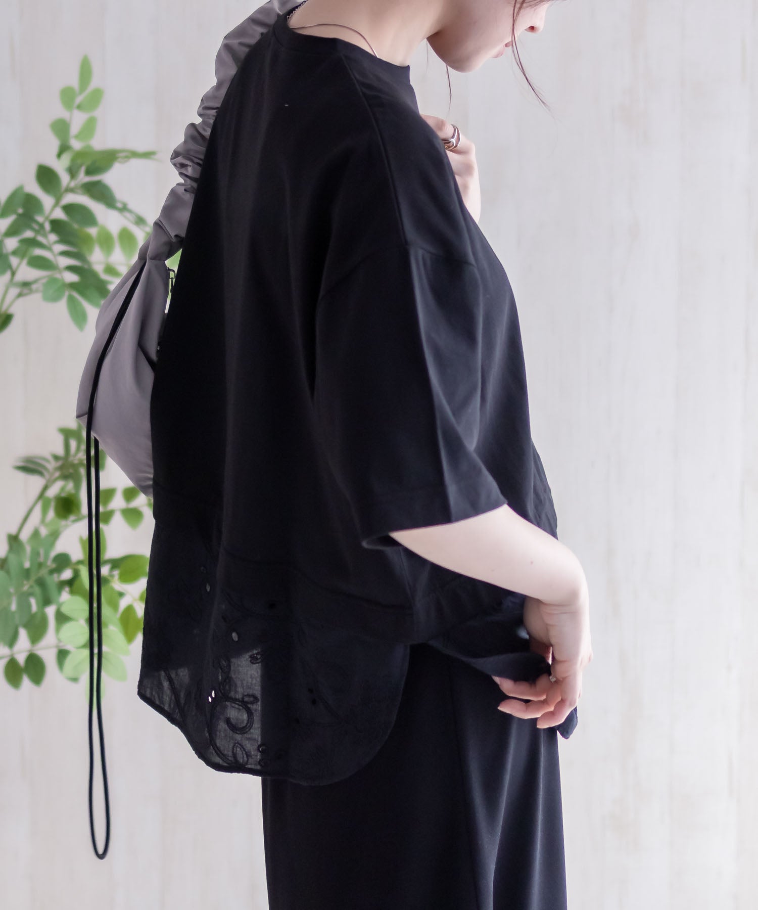ハッシュアッシュ HusHusH 布帛切替Tシャツ （ホワイト） ホワイト