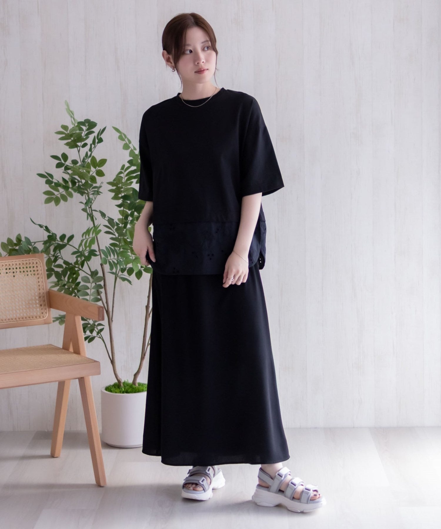 ハッシュアッシュ HusHusH 布帛切替Tシャツ （ホワイト） ホワイト