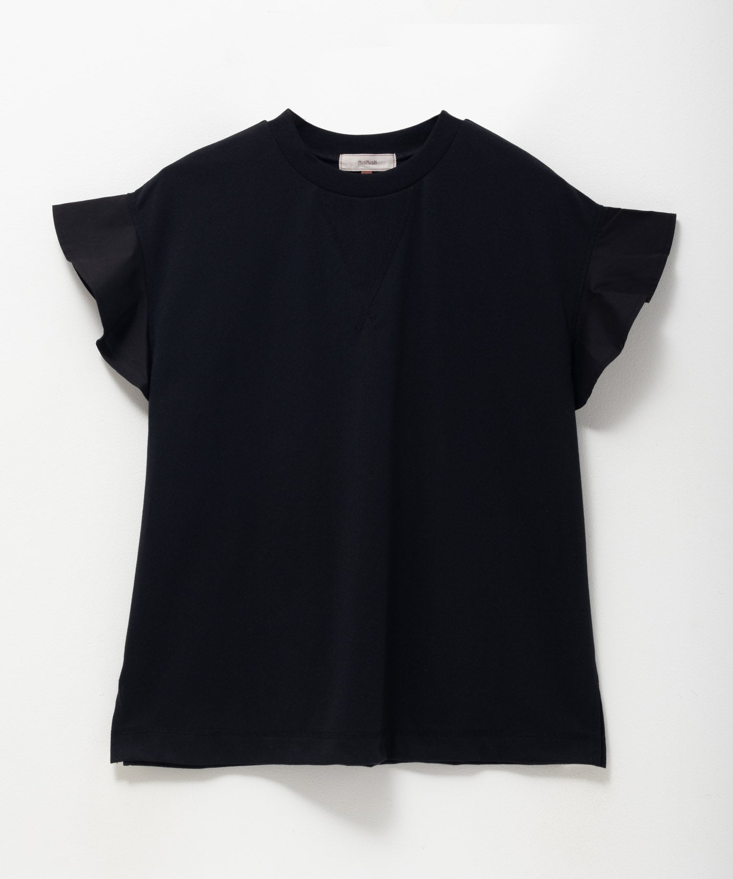 ハッシュアッシュ HusHusH 布帛フリルTシャツ （チャコール） チャコール