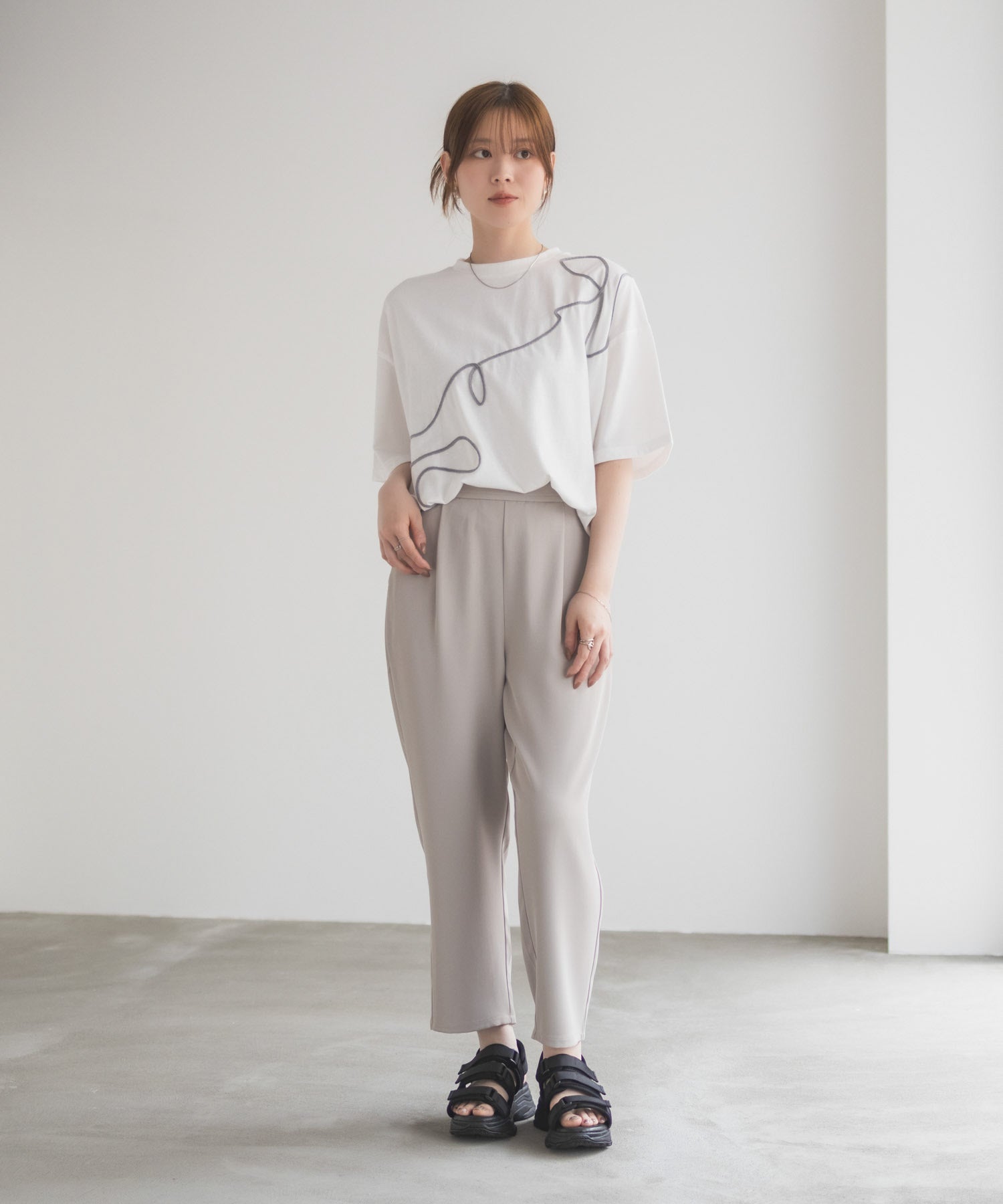 ハッシュアッシュ HusHusH コード刺繍Tシャツ （ベージュ） ベージュ
