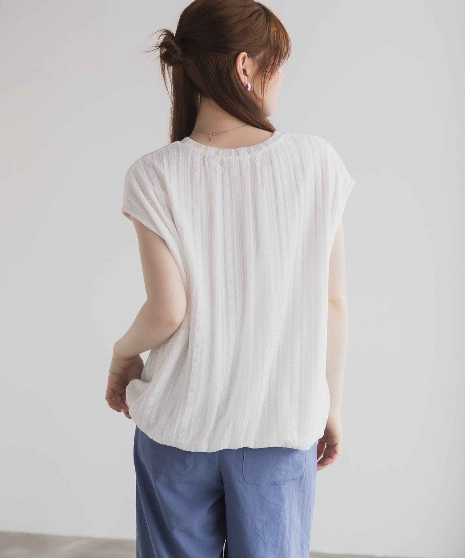 ハッシュアッシュ HusHusH レースバルーンフレンチTシャツ （ブルー） ブルー